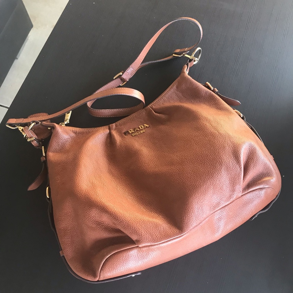 Large Prada Leather Cross Body Bag, 100% Authentic